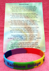 Pet Loss Momento Beautiful Rainbow Bridge wristband dog/cat any beloved pet 