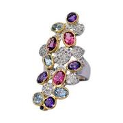 Antique Style Multi Gemstone Designer Sparkling Diamond Wedding Ring 