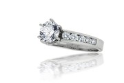 Channel Set Round Diamond Engagement Ring in 14k White Gold