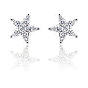 Illusion Set Diamond Star Earrings in 18k White Gold