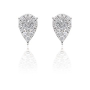 Diamond Pear Shaped Earrings Illusion Set in 18k White Gold