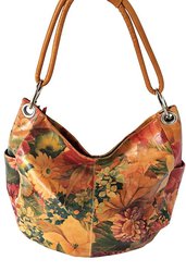 Genuine Argentine Floral Cowhide Leather Hobo Styled Handbag For $220