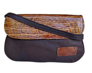 Genuine Pebbled Leather with Croc Embossed Cowhide Cross-body Bag $95