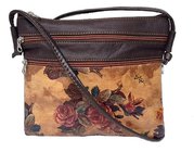 Victorian Floral Printed Argentinian Leather Crossbody Bag $65