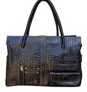 Croc Embossed Argentine Leather Satchel Handbag For $95