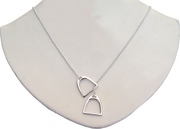 Solid Sterling Silver Double Iron Riding Stirrup Necklace For $85