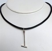 Leather Choker & Sterling Silver Polo Mallet Charm For $65