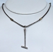 Solid Sterling Silver & 18kt Gold Almond Chain / Polo Stick Charm