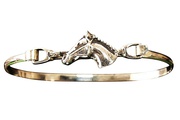 Solid .925 Sterling Silver Horse Head Bangle Bracelet For $75