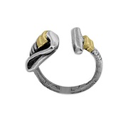 Solid Sterling Silver Ladies Polo Mallet Ring with 18kt Gold For $65