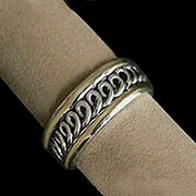 Solid Sterling Silver & 18kt Gold Band Ring For $125