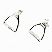 Solid Sterling Silver Iron Riding Stirrup Stud Earrings For $55