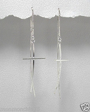 Sterling Silver Contoured Cross 'Threader' Earrings For $75.00
