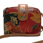 Genuine Argentine Floral Leather Domed Cross Body Messenger Handbag