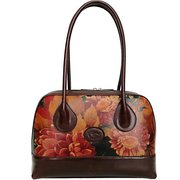 Genuine Floral Leather Shoulder Bag - Hand Crafted in Argentina $155