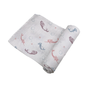 Organic Baby Muslin Swaddle for Your New Born Baby Girl Mermaid Print