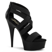 PleaserUSA Delight 609 6″ Black Stiletto Heel Platform Criss-Cross Ela
