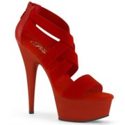 PleaserUSA Delight 609 6″ Red Stiletto Heel Platform Criss-Cross Elast