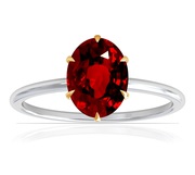 Petite Two Tone Oval Untreated Ruby Solitaire Ring (1.00cttw)