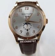 Patek Philippe Annual Calender Moon Phases Rose Gold White dial watch
